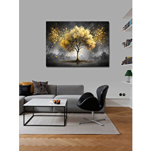 Kanvas Tablo Altın Rengi Ağaç 70x100 cm
