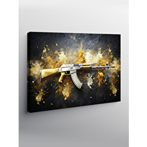 Kanvas Tablo Ak-47 Gold Renk