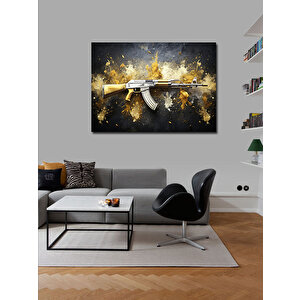 Kanvas Tablo Ak-47 Gold Renk