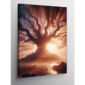 Kanvas Tablo Göldeki Büyük Ağaç 100x140 cm