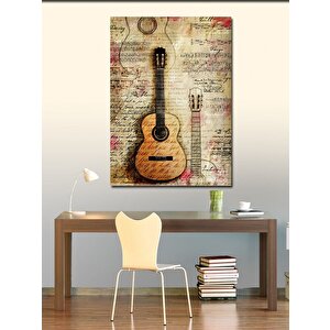 Kanvas Tablo Gazete Fon Gitar 100x140 cm