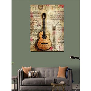 Kanvas Tablo Gazete Fon Gitar