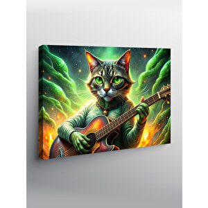 Kanvas Tablo Gitar Çalan Uzaylı Kedi