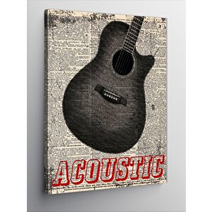 Kanvas Tablo Gazete Fon Akustik Gitar