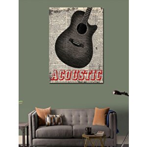 Kanvas Tablo Gazete Fon Akustik Gitar