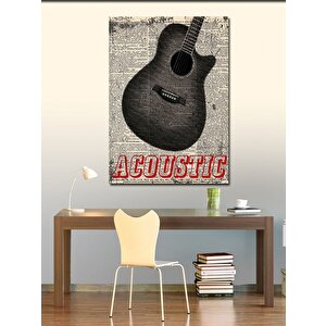 Kanvas Tablo Gazete Fon Akustik Gitar