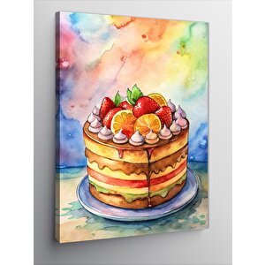 Kanvas Tablo Meyveli Pasta 100x140 cm
