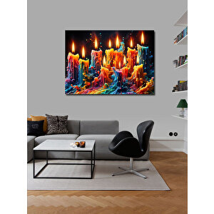 Kanvas Tablo Renkli Mumlar 100x140 cm