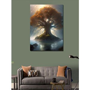 Kanvas Tablo Gölün Ortasındaki Dev Ağaç 70x100 cm