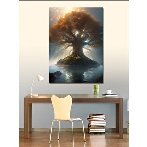 Kanvas Tablo Gölün Ortasındaki Dev Ağaç 70x100 cm