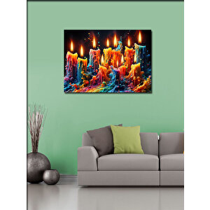 Kanvas Tablo Renkli Mumlar 70x100 cm