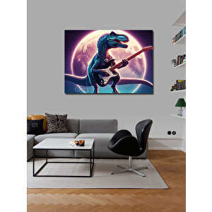 Kanvas Tablo Elektro Gitar Çalan Dinazor 100x140 cm