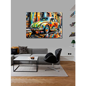 Kanvas Tablo Renkli Kaplumbağa Araba 100x140 cm