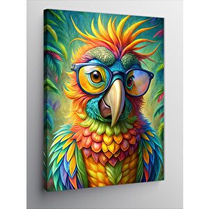 Kanvas Tablo Renkli Gözlüklü Papağan 100x140 cm