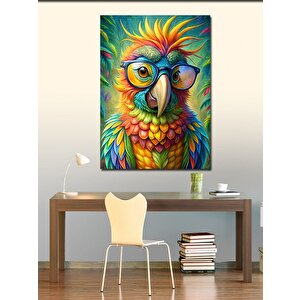 Kanvas Tablo Renkli Gözlüklü Papağan 100x140 cm