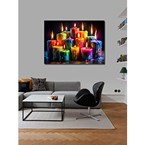 Kanvas Tablo Renkli Mumlar 100x140 cm