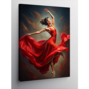 Kanvas Tablo Kırmızı Elbiseli Balerin Kadın 70x100 cm