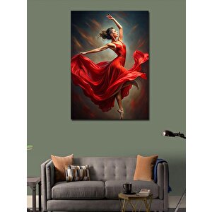 Kanvas Tablo Kırmızı Elbiseli Balerin Kadın 70x100 cm