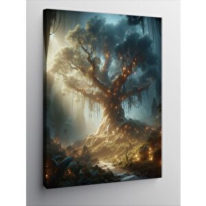 Kanvas Tablo Işılıtılı Büyük Ağaç 70x100 cm