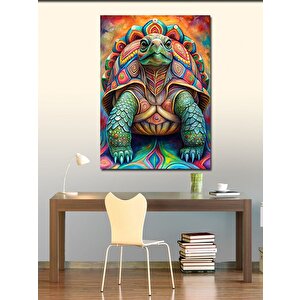 Kanvas Tablo Renkli Kaplumbağa 100x140 cm