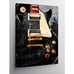 Kanvas Tablo Siyah Les Paul Elektro Gitar 100x140 cm