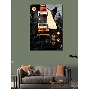 Kanvas Tablo Siyah Les Paul Elektro Gitar 100x140 cm