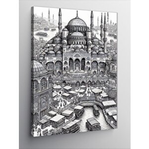 Kanvas Tablo Siyah Beyaz Cami