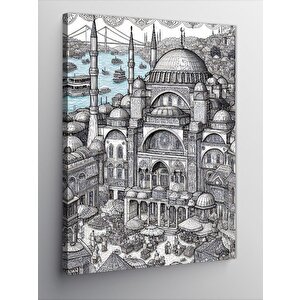 Kanvas Tablo Desenli Cami 70x100 cm