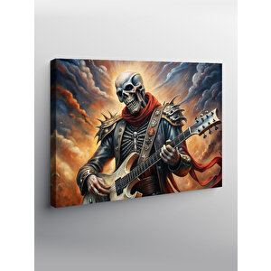Kanvas Tablo Elektro Gitar Çalan İskelet
