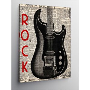 Kanvas Tablo Gazete Fon Elektro Gitar