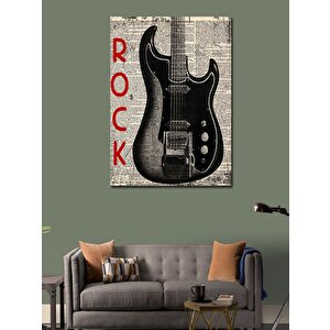 Kanvas Tablo Gazete Fon Elektro Gitar