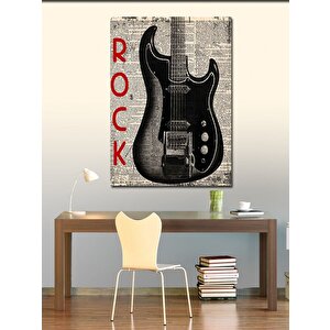 Kanvas Tablo Gazete Fon Elektro Gitar