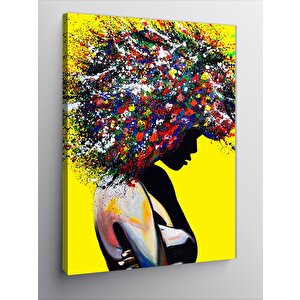 Kanvas Tablo Renkli Saçlı Kadın 100x140 cm