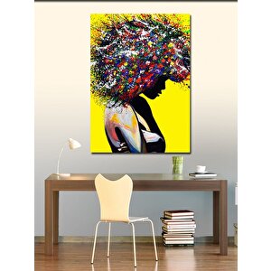 Kanvas Tablo Renkli Saçlı Kadın 100x140 cm
