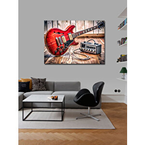 Kanvas Tablo Elektro Gitar Ve Minik Amfi 100x140 cm