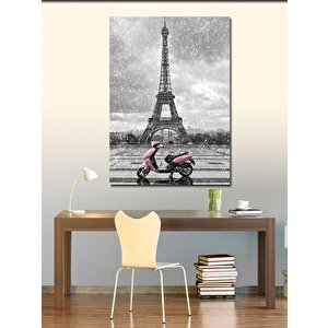 Kanvas Tablo Eyfel Kulesi Ve Pembe Motor 100x140 cm