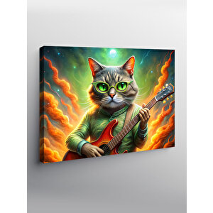 Kanvas Tablo Elektro Gitar Çalan Kedi 100x140 cm