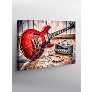 Kanvas Tablo Elektro Gitar Ve Minik Amfi