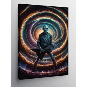 Kanvas Tablo Gitar Çalan Uzaylı 100x140 cm