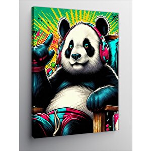 Kanvas Tablo Müzik Dinleyen Panda 100x140 cm