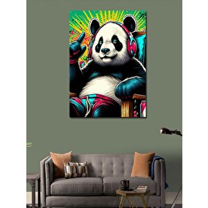 Kanvas Tablo Müzik Dinleyen Panda 100x140 cm