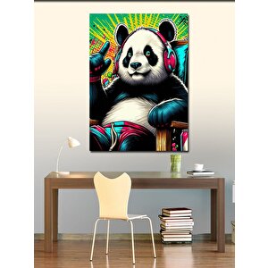 Kanvas Tablo Müzik Dinleyen Panda 100x140 cm