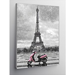 Kanvas Tablo Eyfel Kulesi Ve Pembe Motor