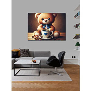 Kanvas Tablo Kahve İçen Ayıcık 100x140 cm