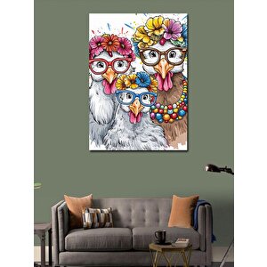 Kanvas Tablo Sevimli Tavuklar 70x100 cm