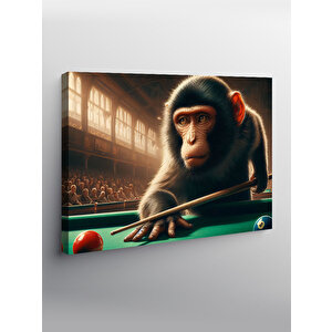 Kanvas Tablo Bilardo Oynayan Maymun 70x100 cm