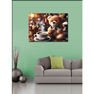 Kanvas Tablo Kahve İçen Ayıcık 70x100 cm