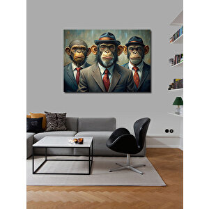 Kanvas Tablo Takım Elbiseli Maymunlar 70x100 cm