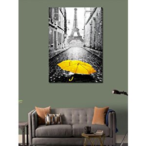 Kanvas Tablo Sarı Şemsiye Ve Eyfel Kulesi 70x100 cm