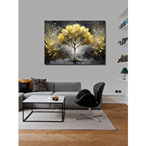 Kanvas Tablo Altın Rengi Ağaç 100x140 cm